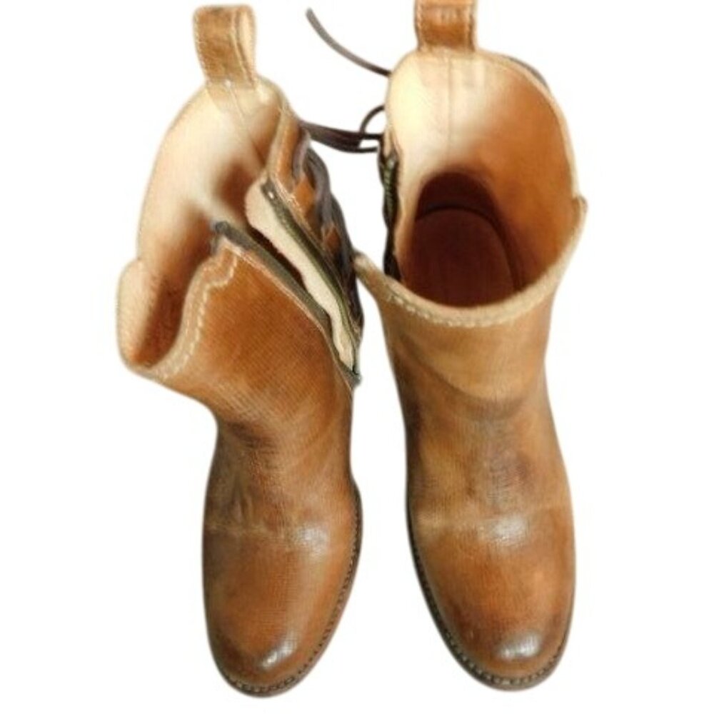 Bed Stu Size 7.5 Organic Tanned Full leather Brown Boho Ankle Boots - Picture 3 of 7